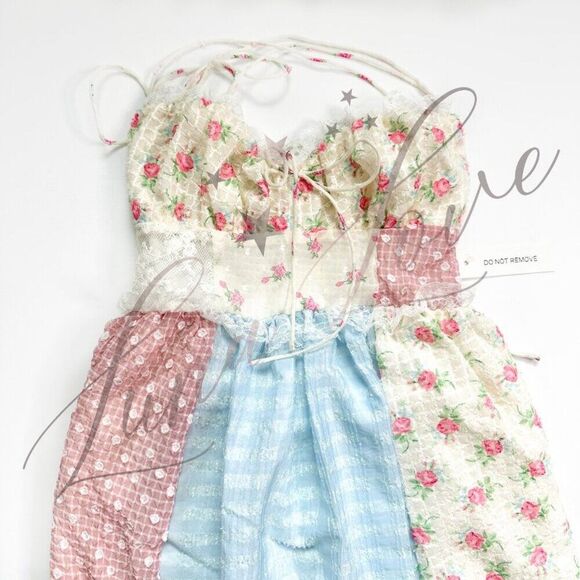 FOR LOVE & LEMONS Elula Maxi Patchwork Floral Dress NWT - Picture 4 of 13